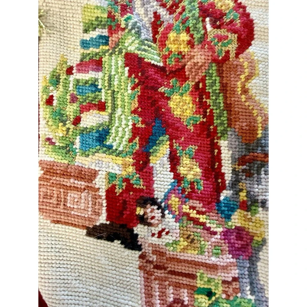 Dillard's Needlepoint Hand Embroidered Christmas Mexican Sombrero Santa Vintage